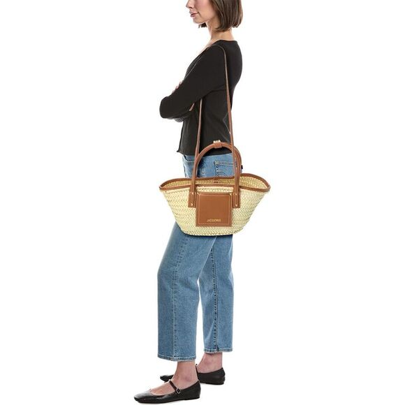 Jacquemus Le Panier Soli Straw & Leather Tote, Brown - Picture 4 of 5